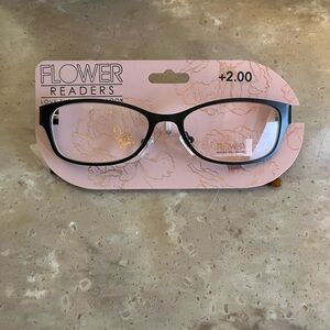 Flower Readers Black Glasses +2.00